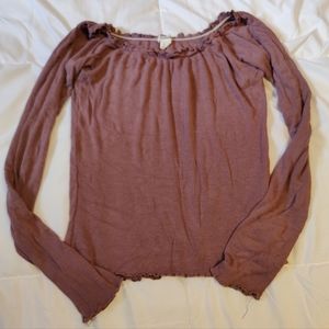 Off the Shoulder Body Con Shirt Garage Small Burgundy Soft